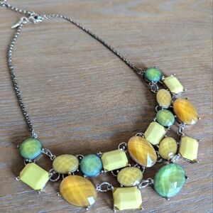 NY Collection Green and Gold Statement Necklace